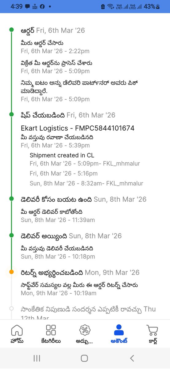 MHussainreddy's tweet photo. @flipkartsupport ​  my return request for Order ID: OD436964204320481100 The technical expert already visited and took the mobile with him, but the status hasn't updated in the app yet, and I haven't received my refund. Please look into this #FlipkartSupport #ConsumerComplaint https://t.co/kJZQ4FMekI