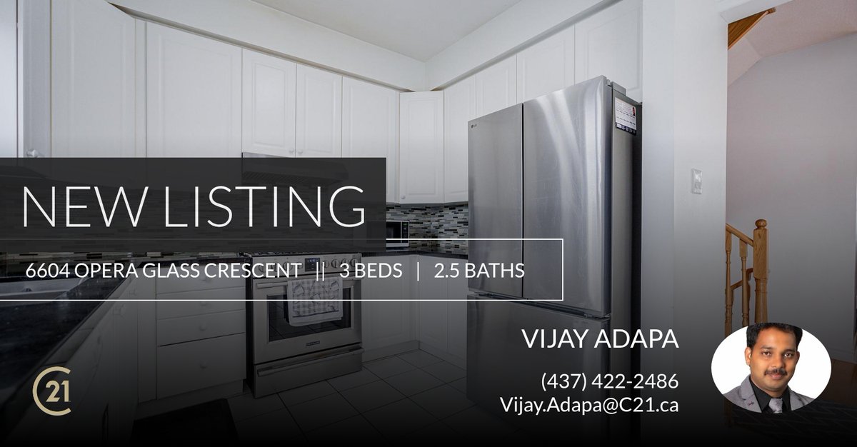 RealizeRealty's tweet photo. 📍 New Listing 📍 Take a look at this fantastic new property that just hit the market located at 6604 Opera Glass Crescent in Mississauga. Reach out here or at (437) 422-2486 for more information!

Listed by Vijitha Bulat... https://t.co/Xyp1z36bw7 https://t.co/gX0CtGGha7
