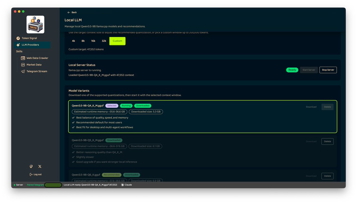 pcp_liu's tweet photo. Update on PT:

1) Local LLM dropping today or this weekend

Models will not be shipped with app. User need to download after installing. We are hosting with Cloudflare R2. The download speed is fast enough for most regions.

2) Major beta revamp next week

After  feedback from users, fellow builders/friends, and mentors — we're killing the alpha signal direction. wasn't true to what PT actually is.

new focus is simple like what we posted early this week:

prompt → agent → arena

build your agent with prompts. throw it in a live market. watch it compete.