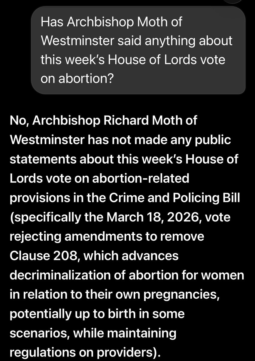 Inexcusable: Archbishop Richard Moth of Westminster, de facto leader of the Catholic Church in England and Wales, has apparently not said anything about the House of Lords vote – which took place on his own doorstep – decriminalising infanticide. No wonder his former clergy in