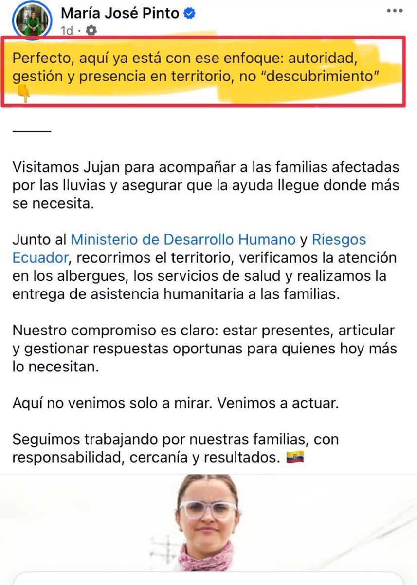 ecuainm_oficial's tweet image. ‼️#URGENTE
La vicepresidenta del Ecuador, María José Pinto, dejó la introducción de la respuesta de ChatGPT en una publicación en redes sociales.
