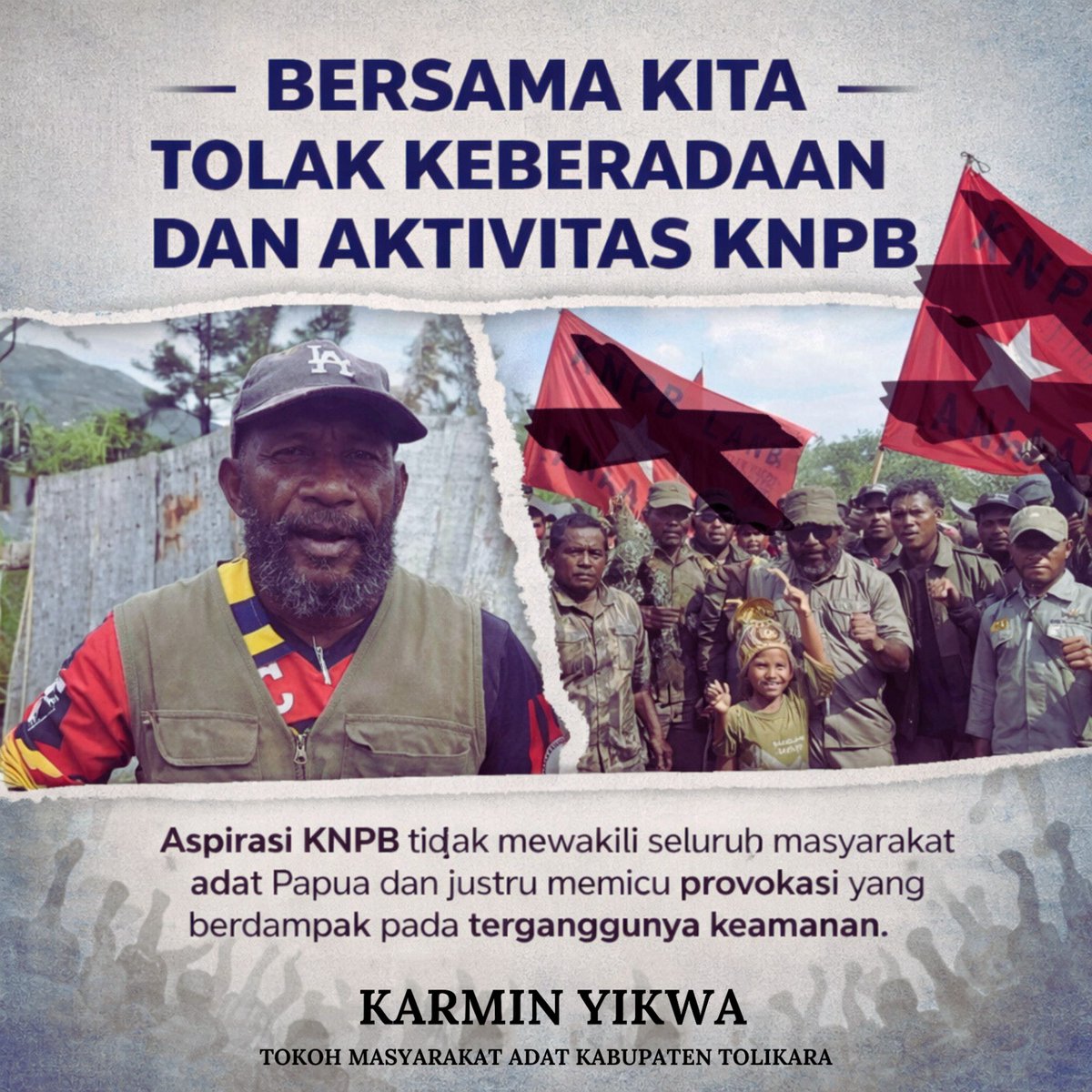 suarakeadilan88's tweet image. Aspirasi KNPB tidak mewakili seluruh masyarakat adat Papua dan justru memicu ketegangan yang berdampak pada terganggunya keamanan serta masa depan generasi muda; sekarang saatnya kita bersatu menjaga Papua tetap aman dan kondusif

#PapuaDamai 
#TolakProvokasi 
#KNPB 
#Timika
