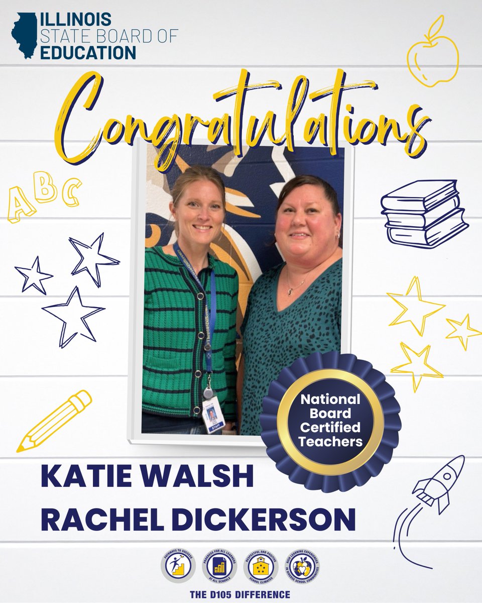 It's Staff Spotlight Friday! This week, we would like to congratulate Spring Avenue teachers Katie Walsh and Rachel Dickerson on earning their National Board Certified Teaching certificate! We are so proud of their incredible dedication to our littlest elementary students!