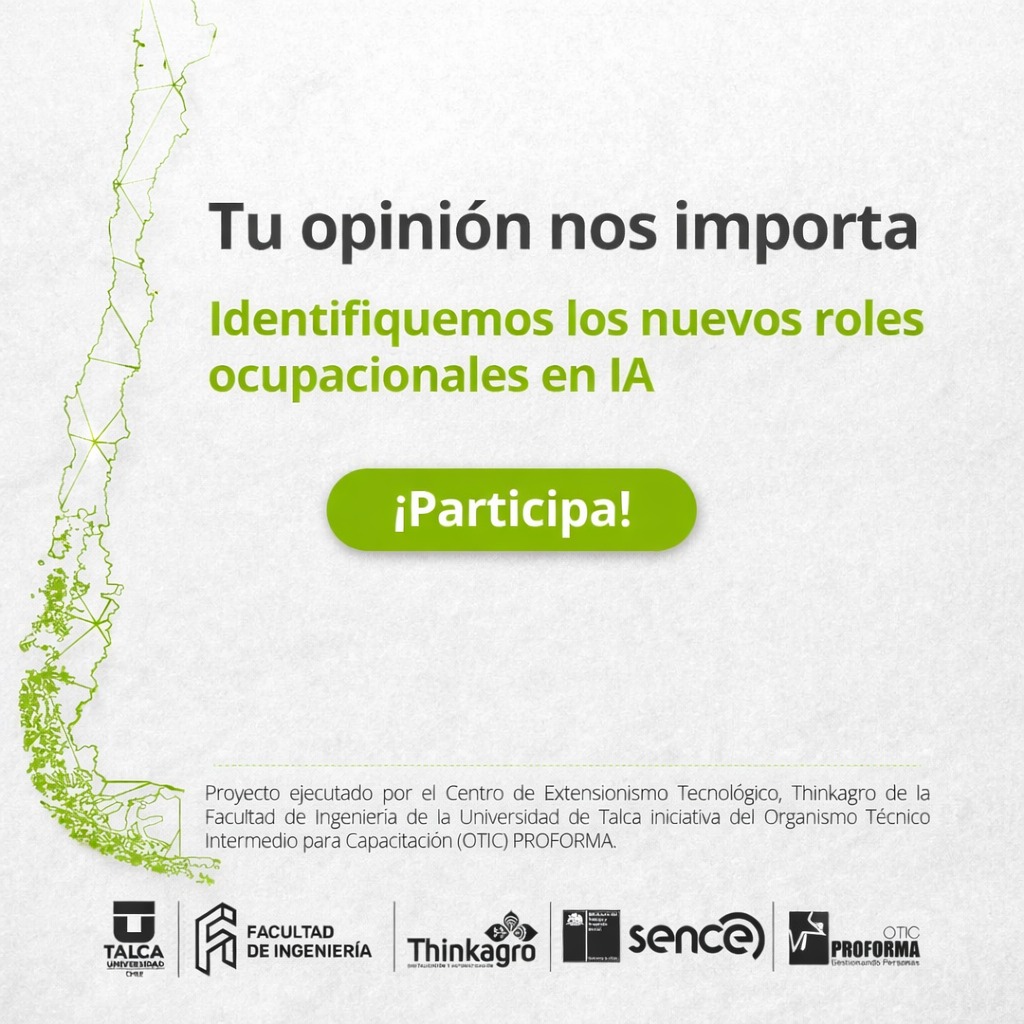 💡 Tu experiencia es importante!
Estamos identificando los nuevos roles ocupacionales en Inteligencia Artificial aplicados a la agroindustria 
📊 Responde esta encuesta y ayúdanos a impulsar el desarrollo de competencias clave en el sector.
👉 forms.gle/rfVet8d6gCCEmd…