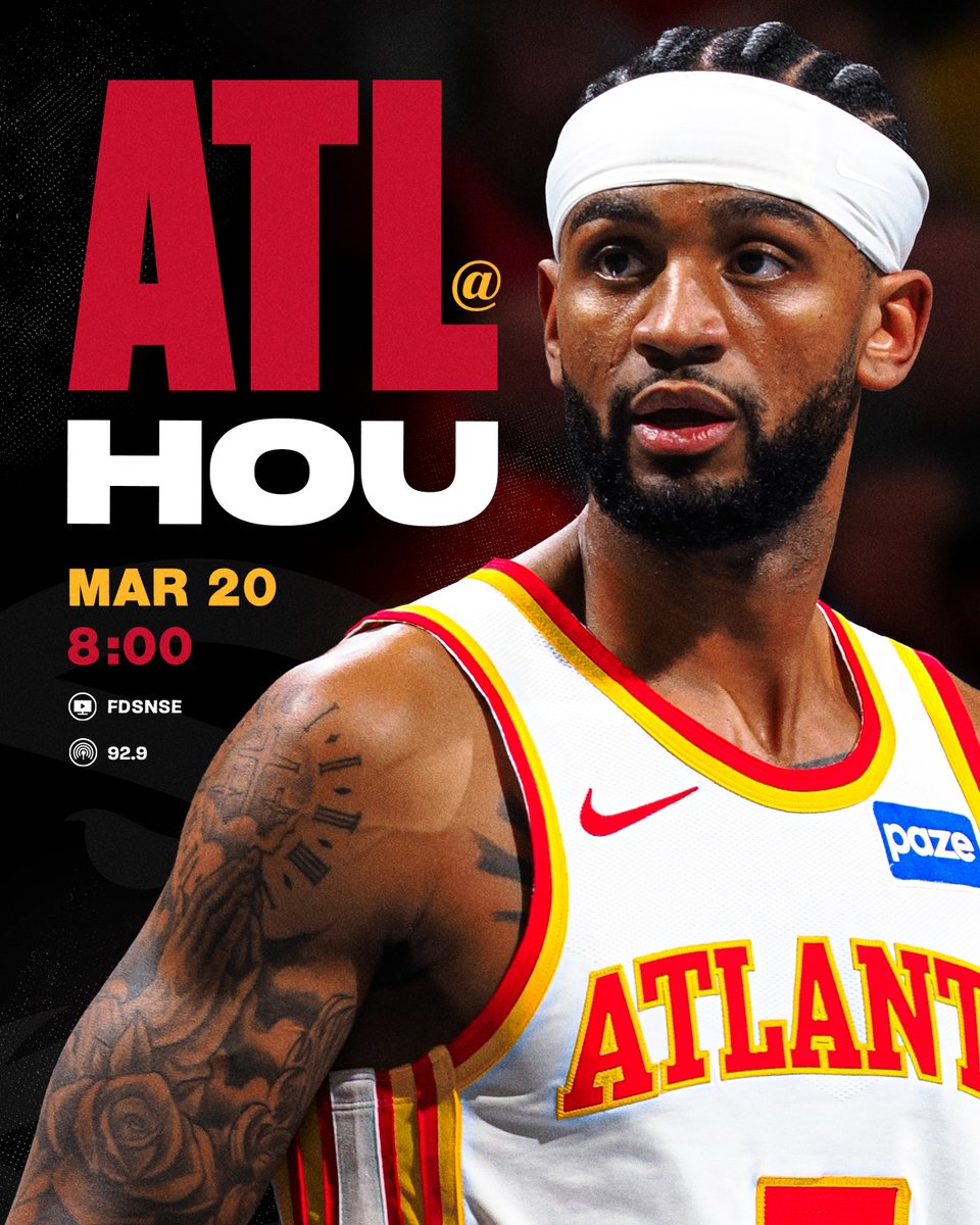 ATLHawks's tweet image. Houston, we have our shot at 12 Wins in a row tonight 🚀

🆚 @HoustonRockets 
⏰ 8 PM ET
📍 @ToyotaCenter 
📺 @FanDuelSN_Hawks 
📻 @929TheGame 
👀 How to watch: on.nba.com/47Vogfk