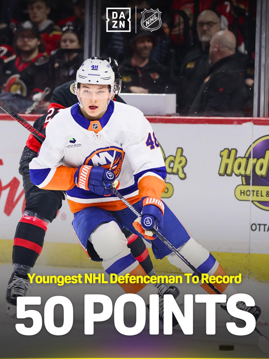 DAZN's tweet photo. Matthew Schaefer is making history 📚🤩

#NHLonDAZN | #Islanders | #Schaefer | #NHL https://t.co/RDIw7JMbhQ