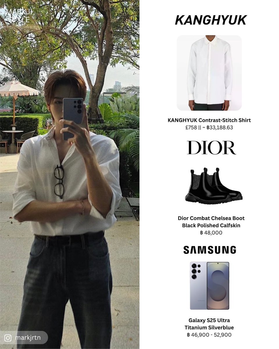 Mark Jiruntanin with KANGHYUK, DIOR, SAMSUNG

KANGHYUK
- KANGHYUK Contrast-Stitch Shirt

<a href="/Dior/">Dior</a>
- Dior Combat Chelsea Boot Black Polished Calfskin

<a href="/SamsungThailand/">Samsung Thailand</a> 
- Galaxy s25 ultra titanium silverblue

#markjrtn #markjistyle <a href="/Markjrtn/">คุณไป๋</a>