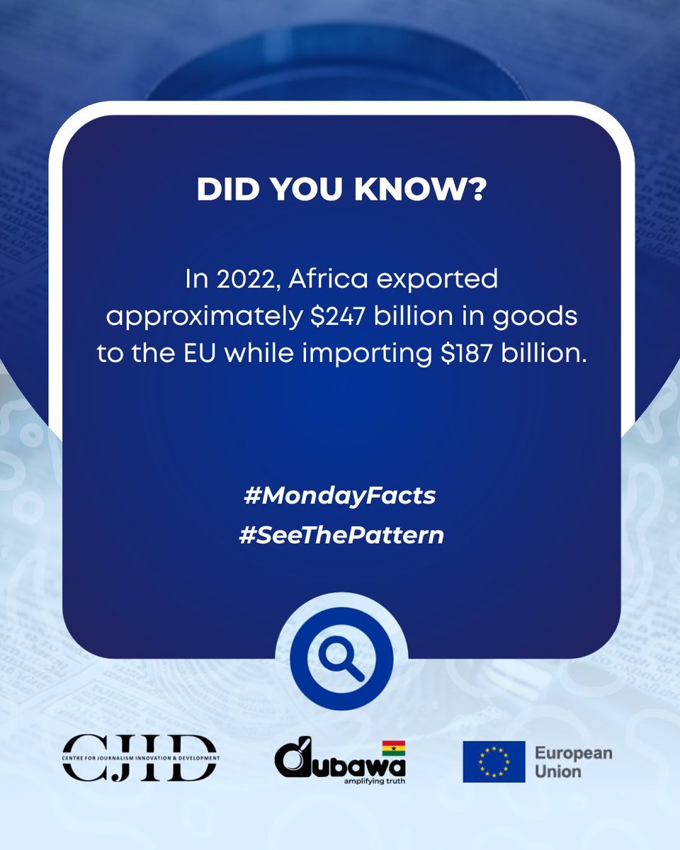 DubawaFacts's tweet image. With Europe, Africa sells more than it buys, which means Ghana is assured of a trade surplus from the European Union partnership. 
:
:
:
#SeeThePattern
#EUGhana
#CheckTheFacts
#EUFriday
#StopFIMI
#SaveOurDemocracy