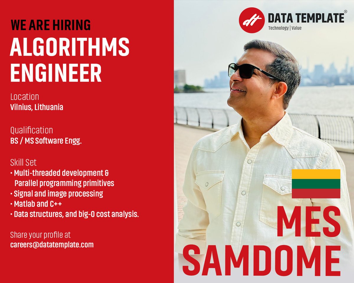 datatemplate's tweet photo. 🚀 Hiring in Lithuania - Mes samdome!!!
Algorithms Engineer (Lithuania)
📍 Vilnius
@LTEmbassyDelhi
@invest_LT
@IndiainLithuana
@LvivPolytechnic 
#LithuaniaJobs #AlgorithmsEngineer #CPlusPlus #HighPerformanceComputing #Vilnius #Hiring #DataTemplate https://t.co/sbdGwd1SFh