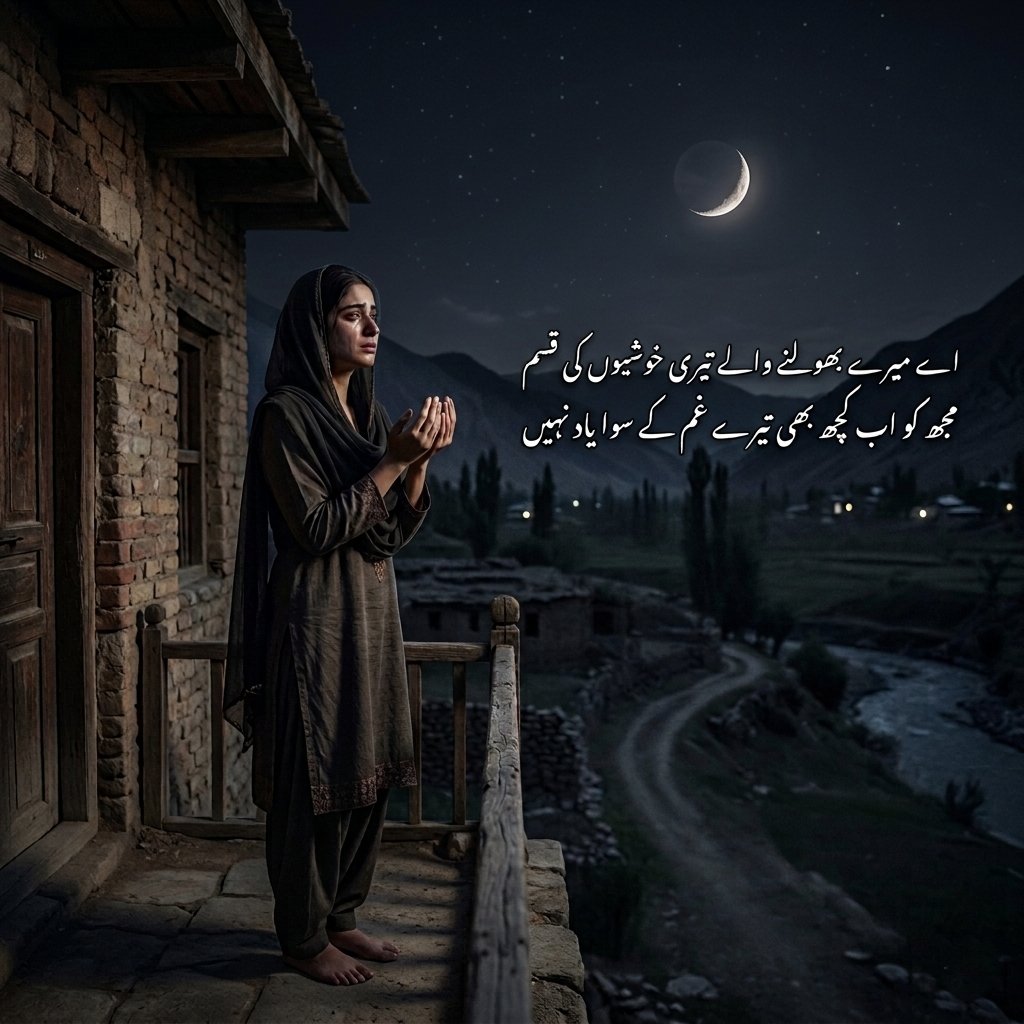 UrduVirsa's tweet photo. اے میرے بھولنے والے تیری خوشیوں کی قسم 
مجھ کو اب کچھ بھی تیرے غم کے سوا یاد نہیں
چاند   دیکھا   ہے   تو   یاد   آئی   ہے  صورت  تیری
ہاتھ    اٹھے   ہیں    مگر    حرف    دعا    یاد    نہیں https://t.co/o8X0ZNHcHM