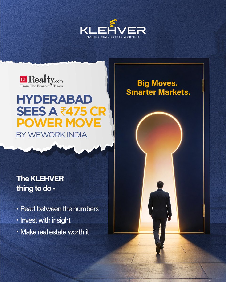 vrklehver's tweet photo. ₹475 Cr isn’t just momentum, it’s market intent. WeWork India x TMUS in Hyderabad signals rising demand for managed workspaces. KLEHVER reads what’s next.
Read more : https://t.co/noppryC4nt

#KLEHVER #HyderabadRealEstate #CommercialRealEstate #ManagedWorkspaces https://t.co/SpjERZjxOL