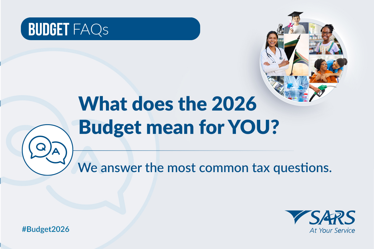 sarstax's tweet image. ICYMI: The SARS Budget 2026 FAQs answer all your questions on tax related changes. Stay informed. 
bit.ly/3Nipn1U

#BudgetTaxRecap #FAQs