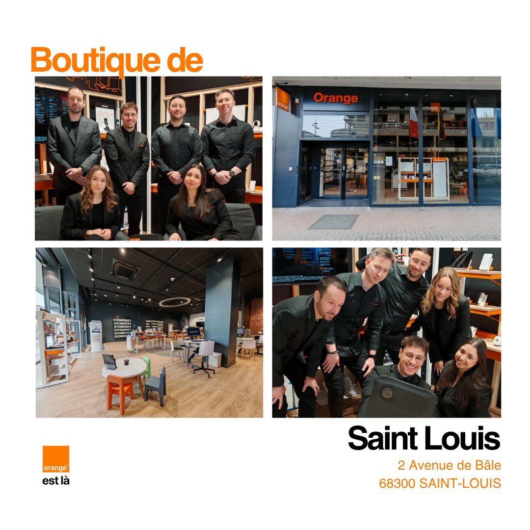 Bienvenue à Saint Louis pour l'ouverture de votre boutique Orange ! Mickael et son équipe chaleureuse sont prêts à vous accueillir dés aujourd'hui.
Venez nombreux nous rendre visite au 2 Avenue de Bâle.
À très vite en boutique 💫 🧡