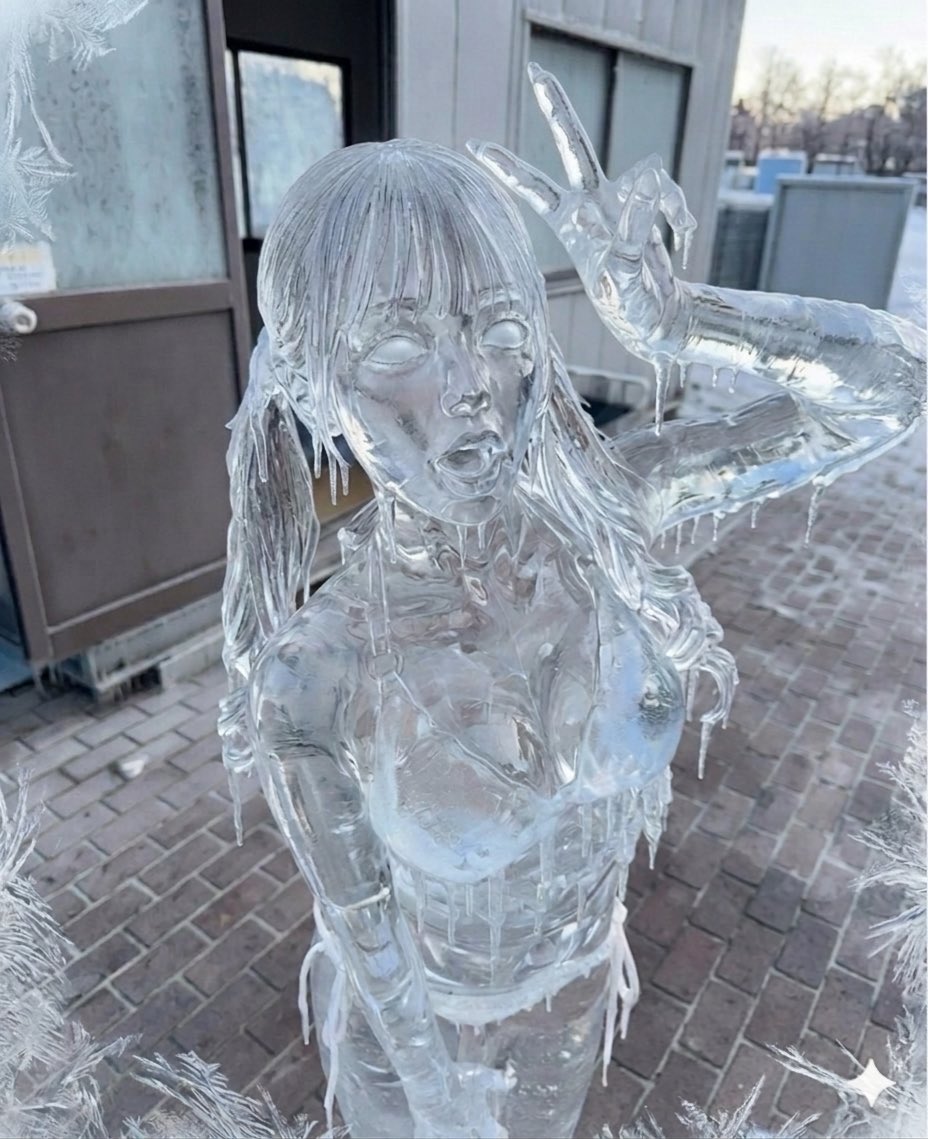 Cryokinesis1119's tweet image. 水着の女性が透き通る氷の像へと変化する

#asfr 
#petrification
#frozen
#氷漬け
#氷像化
#固め
