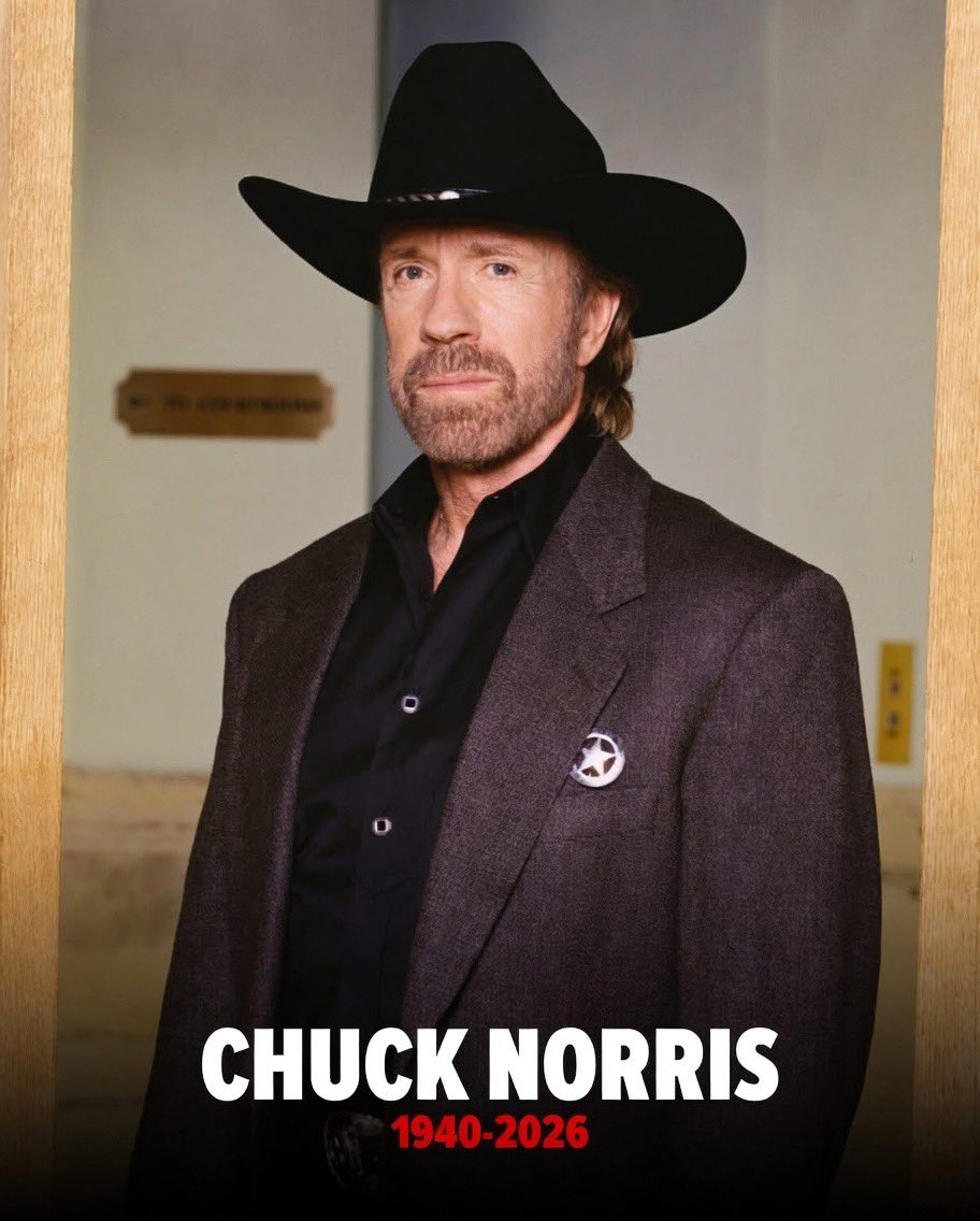 eMTBrides's tweet photo. Chuck Norris has died at 86 💔🕊️ The Grim Reaper didn’t come for Chuck, Chuck told the Grim Reaper he was ready 💯 thank u for all shows and movies 🎥 Chuck Norris 🤛

STORY: https://t.co/Oq3sZt8fCA https://t.co/3V4ysGMDg5