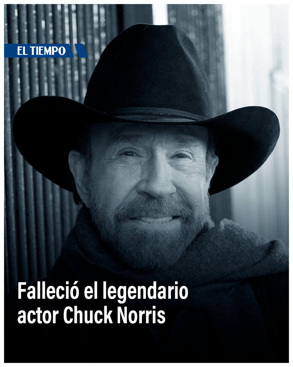 ELTIEMPO's tweet photo. ⚫️ Murió Chuck Norris a los 86 años tras ser internado en Háwai.  Lo que se sabe 🔽 https://t.co/HACh7ARKnW https://t.co/7gJVJkeppP