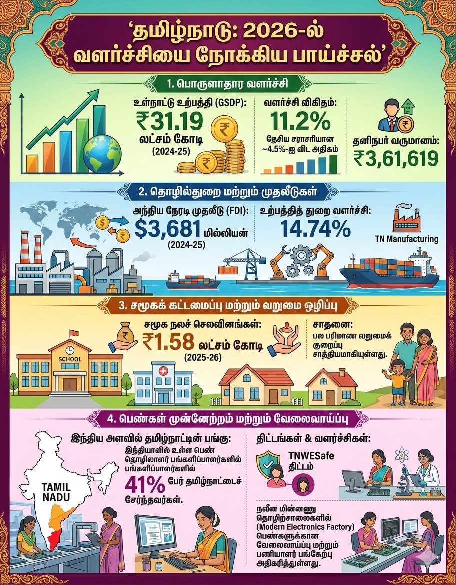 DasthuB's tweet photo. தமிழ்நாடு: 2026-ல் வளர்ச்சியை நோக்கிய மாபெரும் பாய்ச்சல்! 📈

​தொடர்ந்து முதலிடத்தில் நமது தமிழ்நாடு! 🌟

​#TamilNadu #TNModel #EconomicGrowth #WomenEmpowerment #TamilNadu2026 #DravidianModel https://t.co/nGoPrQXh4X