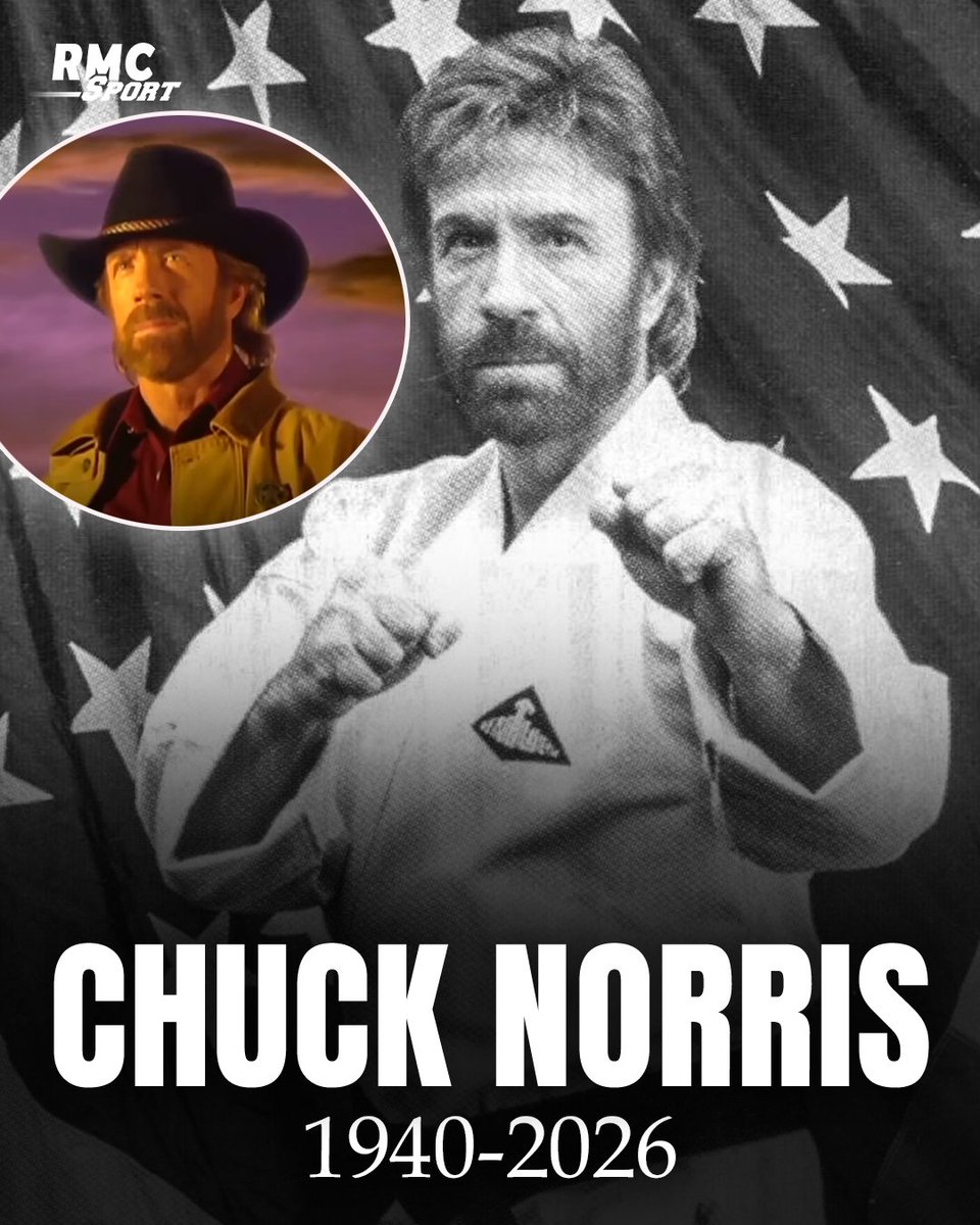 🙏🥋🎬 Une légende vient de s'éteindre. Septuple champion du monde de karaté et acteur américain iconique, l'interprète de "Walker Texas Ranger" Chuck Norris est décédé à l'âge de 86 ans.