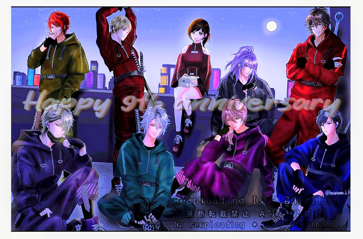 hanatama_hk's tweet photo. 天下統一恋の乱 月の章
9周年おめでとうございます🌙.*
私にとっては特別なコンテンツなので……またお祝いが出来て嬉しいです(ृ´͈ ᵕ `͈ ृ )✨
現代では皆同じ組織で暗躍してたらいいなぁと思い屋上でミーティングしてもらいました🌃
#祝_恋乱月9周年 https://t.co/QYuHd26P7H