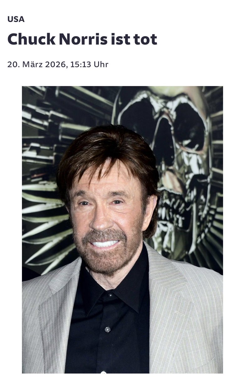 Benjamin__82's tweet photo. Chuck Norris ist nicht gestorben.
Er hat nur entschieden, dass es reicht.
#RIPNorris #Legende🥋 https://t.co/JSEW2nYEdK
