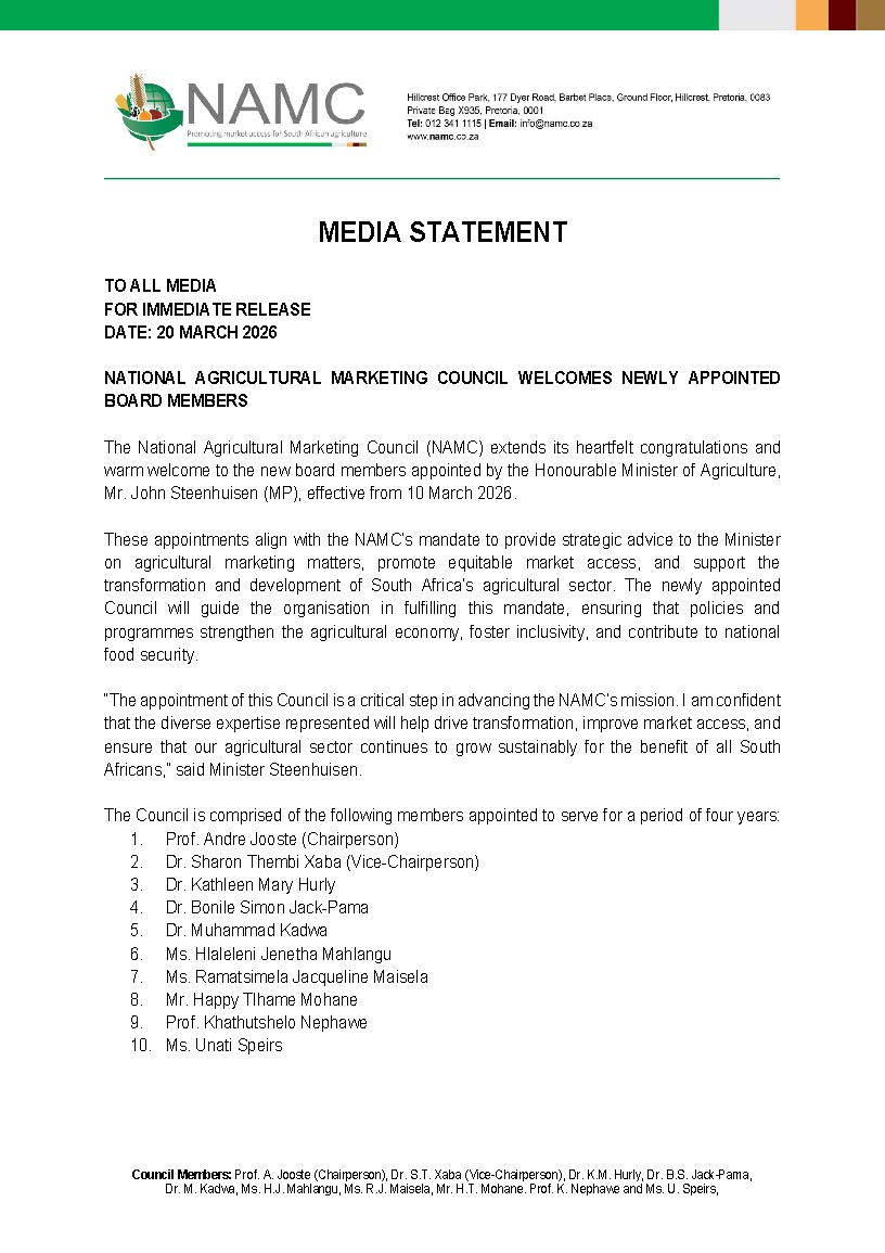 National Agricultural Marketing Council tweet media