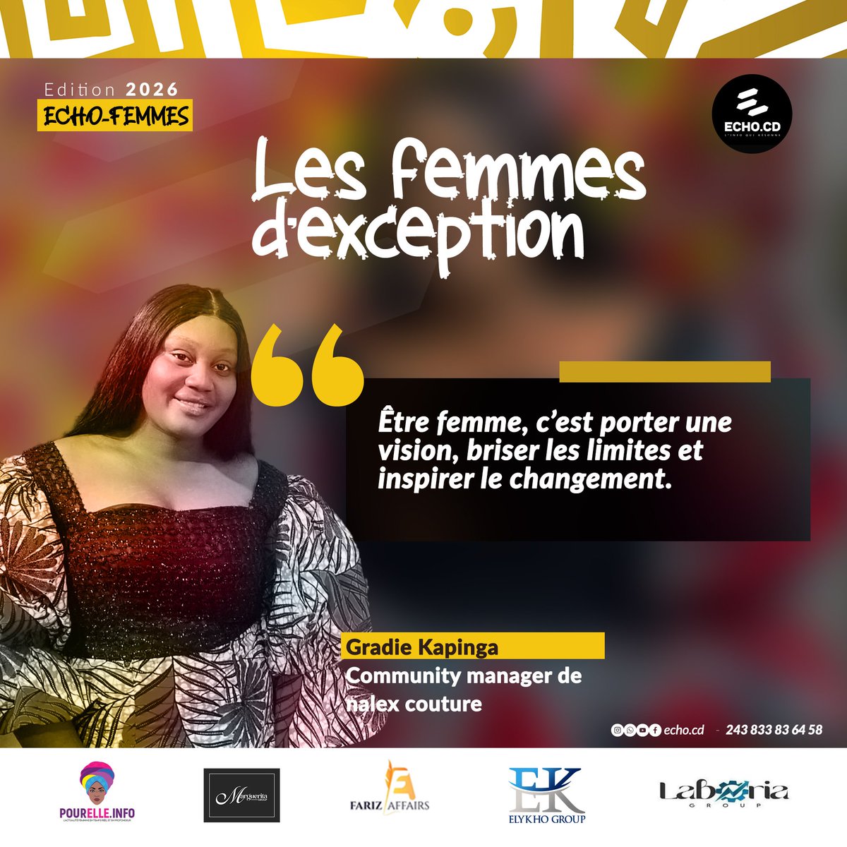 EchocdNews's tweet photo. #ECHOFEMMES - femme d'exception : Community Manager de Nalex couture https://t.co/qRncGqVBUm