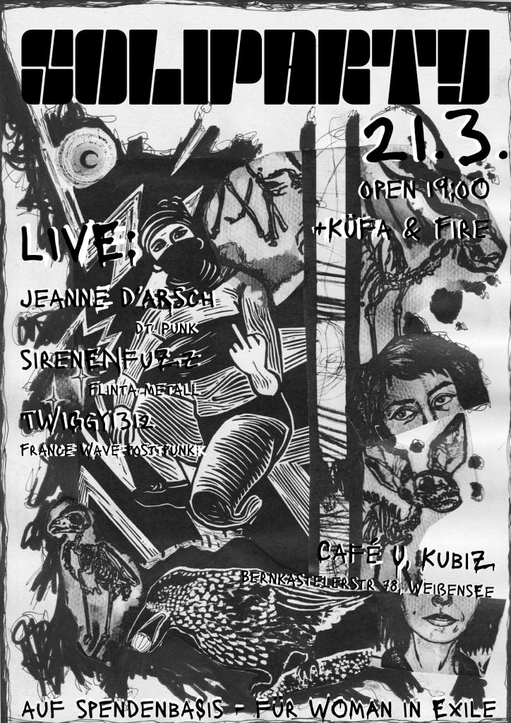 BerlinDemo's tweet image. 💥Ankündigung! Samstag 21.03.2026

🔊 🎸 Soli Party for Women in Exile 🎸 🔊

21.03.2026 | 18:00 Uhr | KuBiZ Café U  Bernkasteler Straße 78, 13088 Berlin

Anreise:Tram M4, M13, 12, Bus 255, 259 Weißer See

📣 Aufruf: asanb.noblogs.org/?p=16175

#b2103 #SoliParty #WomanInExile
