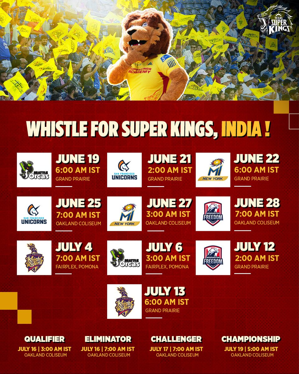 TexasSuperKings's tweet photo. The countdown begins 🥳
Summer of 2️⃣6️⃣ is loading 🆙

#WhistleForSuperKings
#MLC2026 https://t.co/cFmc0U8mHS