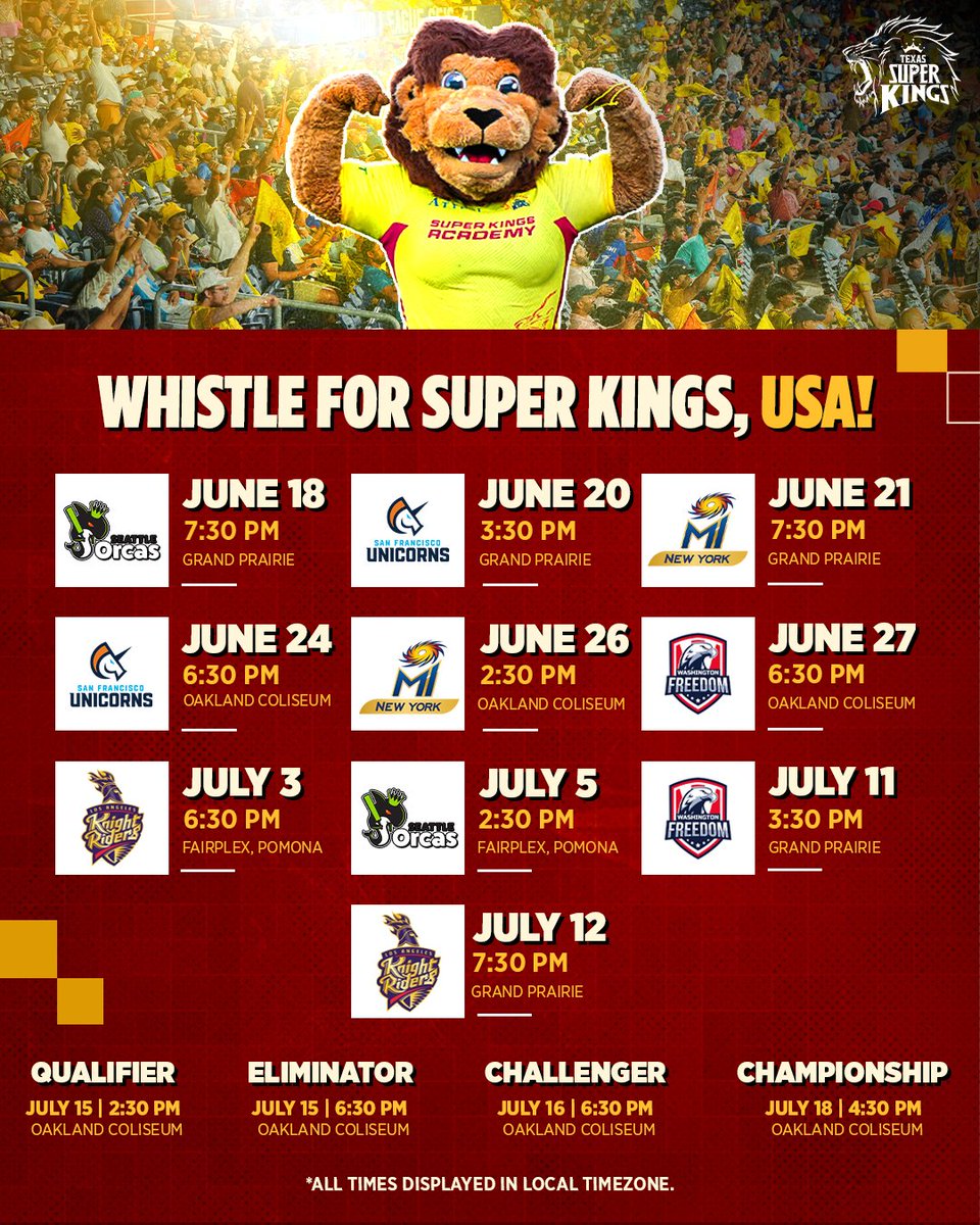 TexasSuperKings's tweet photo. The countdown begins 🥳
Summer of 2️⃣6️⃣ is loading 🆙

#WhistleForSuperKings
#MLC2026 https://t.co/cFmc0U8mHS