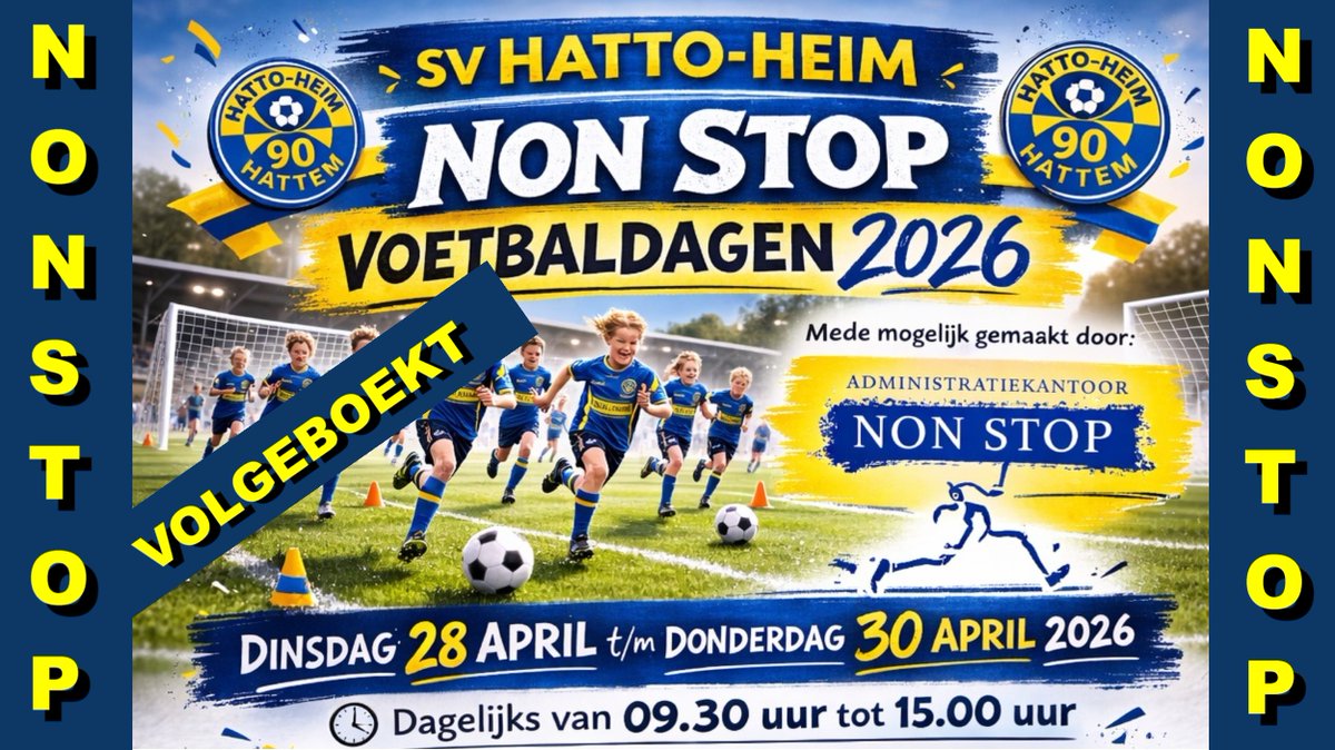 ⚽️ Hatto-Heim NON-STOP Voetbaldagen 2026 volgeboekt! ⚽️ svhattoheim.nl/%e2%9a%bd%ef%b…