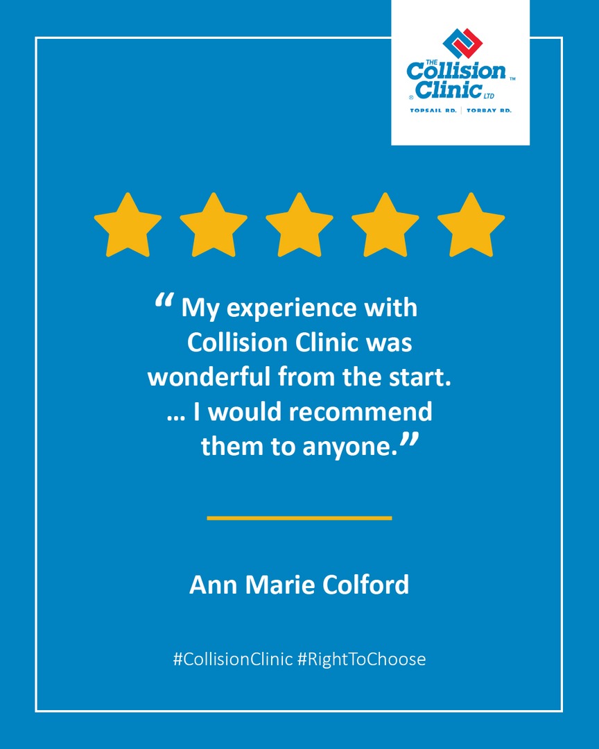collisionclnic's tweet photo. “My experience with Collision Clinic was wonderful from the start. … I would recommend them to anyone.”

- Ann Marie Colford

#CollisionClinic #RightToChoose https://t.co/bi6BWJGn0J