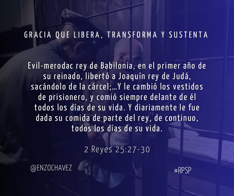 2 Reyes 25
Joaquín estuvo 37 años como prisionero en Babilonia y en un día todo cambió. Así es el evangelio: gracia sin mérito, libertad real, identidad nueva y provisión constante. Dios no solo te perdona, te restaura completamente. Cristo es nuestra justicia.
#rpsp