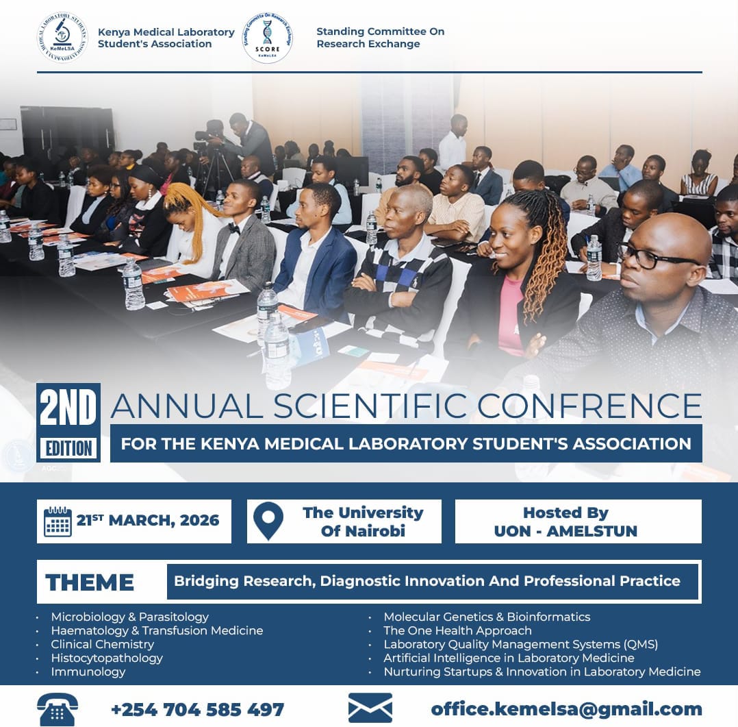 Kenya’s medical laboratory students are already looking to the future with great anticipation.

Honored to join them, courtesy of KEMELSA, for a life-changing conversation.

Are you a student or recent graduate?

Join us tomorrow at the <a href="/uonbi/">University of Nairobi</a> Towers, Main Campus (LT 301).