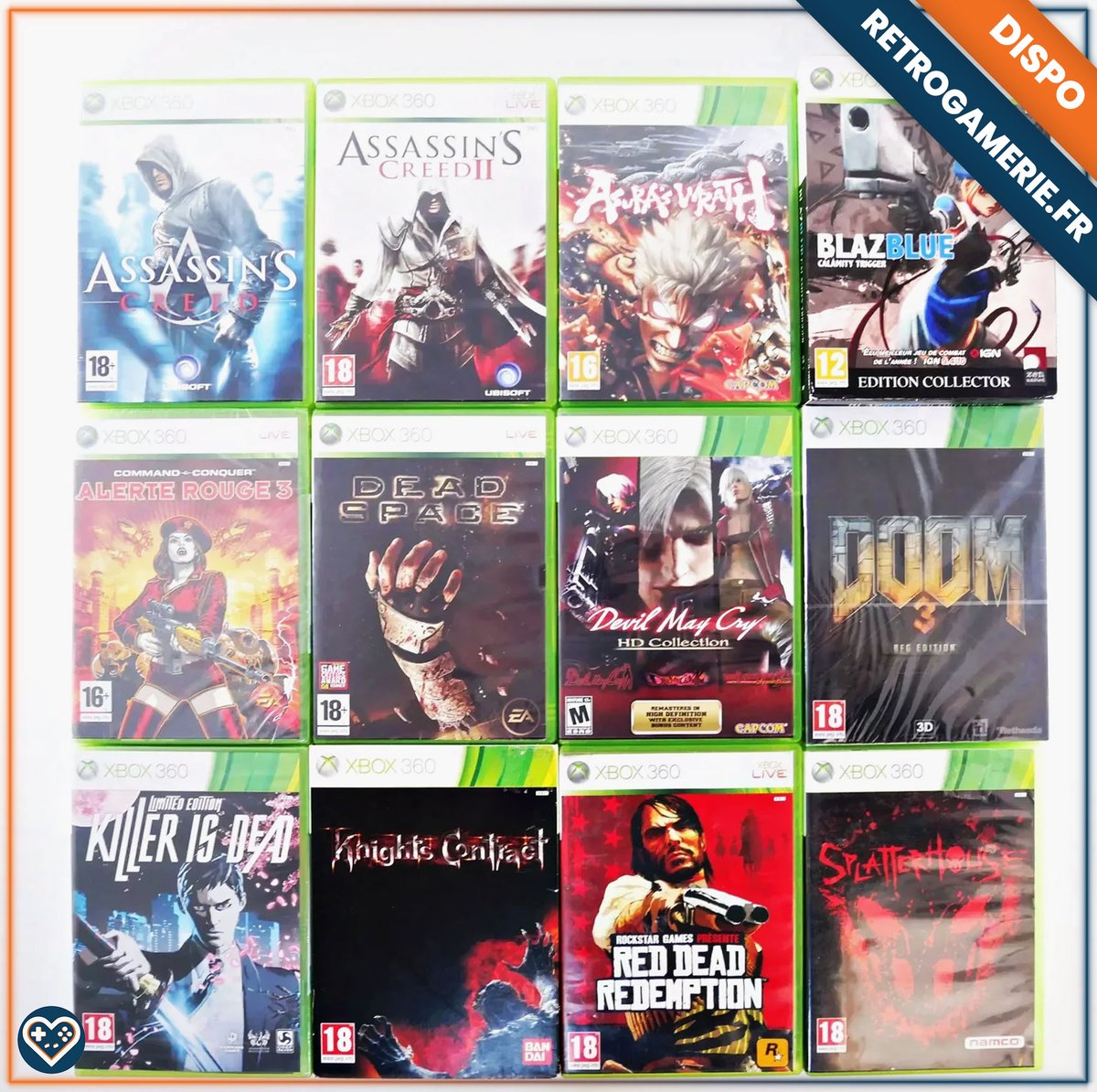 Retrogamerie's tweet image. 🆕 Nouvel arrivage #Xbox360 !

- BlazBlue : Calamity Trigger Edition Collector
- Killer is Dead
- Doom 3
- Command &amp;amp; Conquer : Alerte Rouge 3
- Asura's Wrath
- Splatterhouse
- Devil May Cry HD Collection
- Dead Space
- Knights Contract
- Red Dead Redemption
- Assassin's Creed I