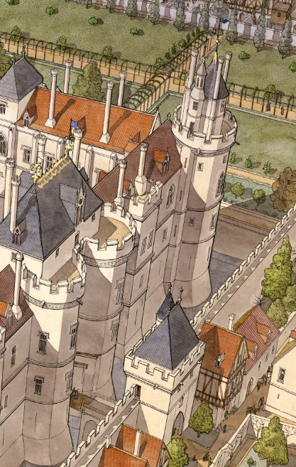 JCGolvin's tweet photo. Du 20 au 27 mars 2026, nous vous proposons une représentation en grand format du Louvre et de l’hôtel de Bourbon sous Charles V (Paris) par Jean-Claude Golvin. ⚒️ https://t.co/bxiwaK3yIR