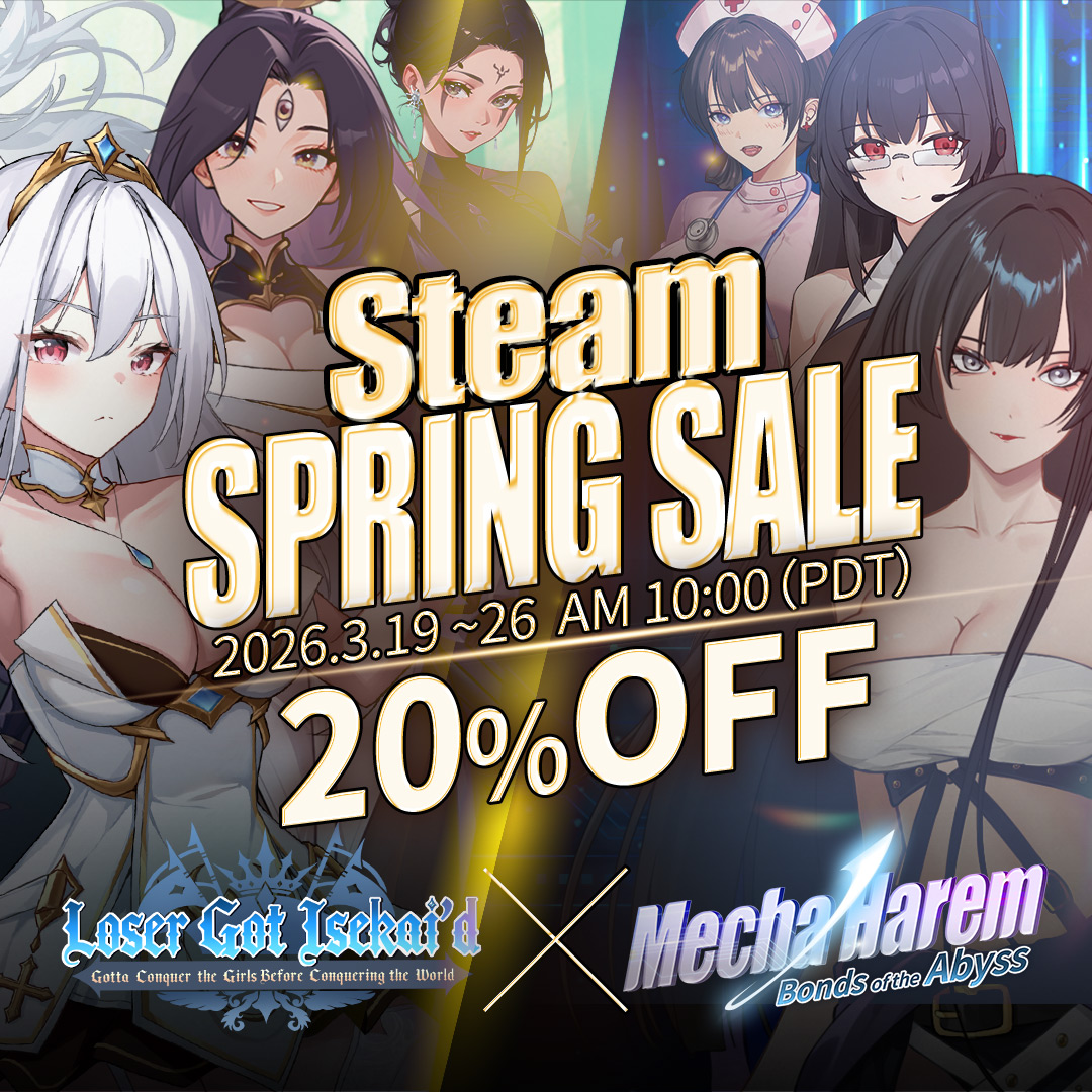 MorexinGame's tweet photo. 🌸 Steam Spring Sale is live!
Our games are now 20% OFF for a limited time.

🚀 Mecha Harem: Bonds of the Abyss
⚔ Loser Got Isekai’d

Don’t miss out—grab them now!

https://t.co/ZrJ5NbTpPL
https://t.co/Hwp1x1sn4b https://t.co/PKoYqnxjzW