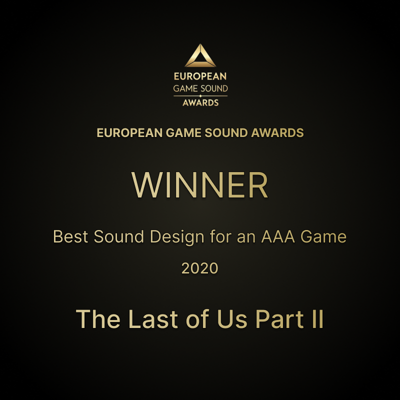 egsawards's tweet photo. 🏆 Best Sound Design for an AAA Game – WINNER (2020, COVID Special Edition)
#EGSA #GameAudio https://t.co/9c5DkJsiJu