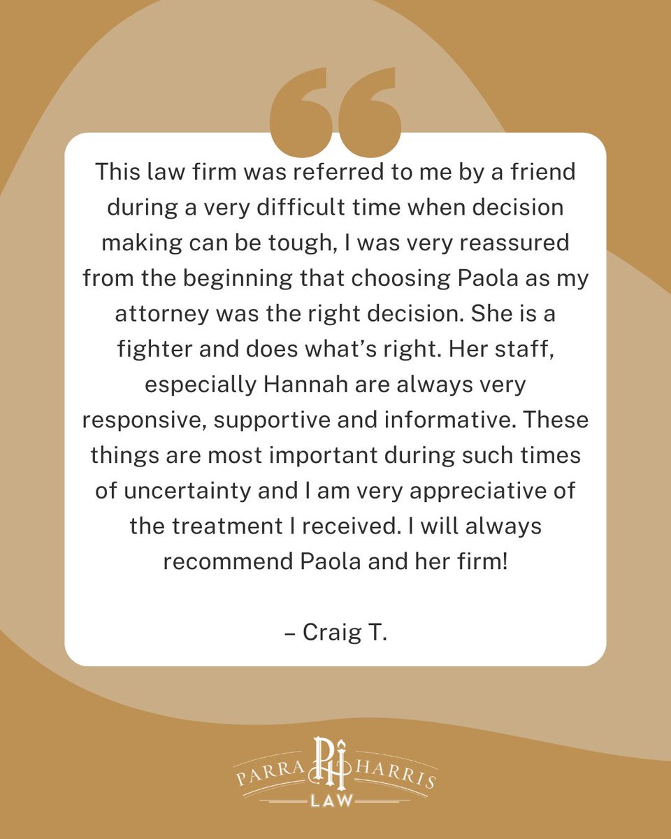 In uncertain times, you deserve an advocate who fights for your best interest. We’re proud to provide the responsiveness, support, and strength our clients rely on. 
#ParraHarrisLaw #FamilyMatters #FamilyLaw #FloridaLaw #ClientReviews 

ParraHarrisLaw.com | 904-900-1617