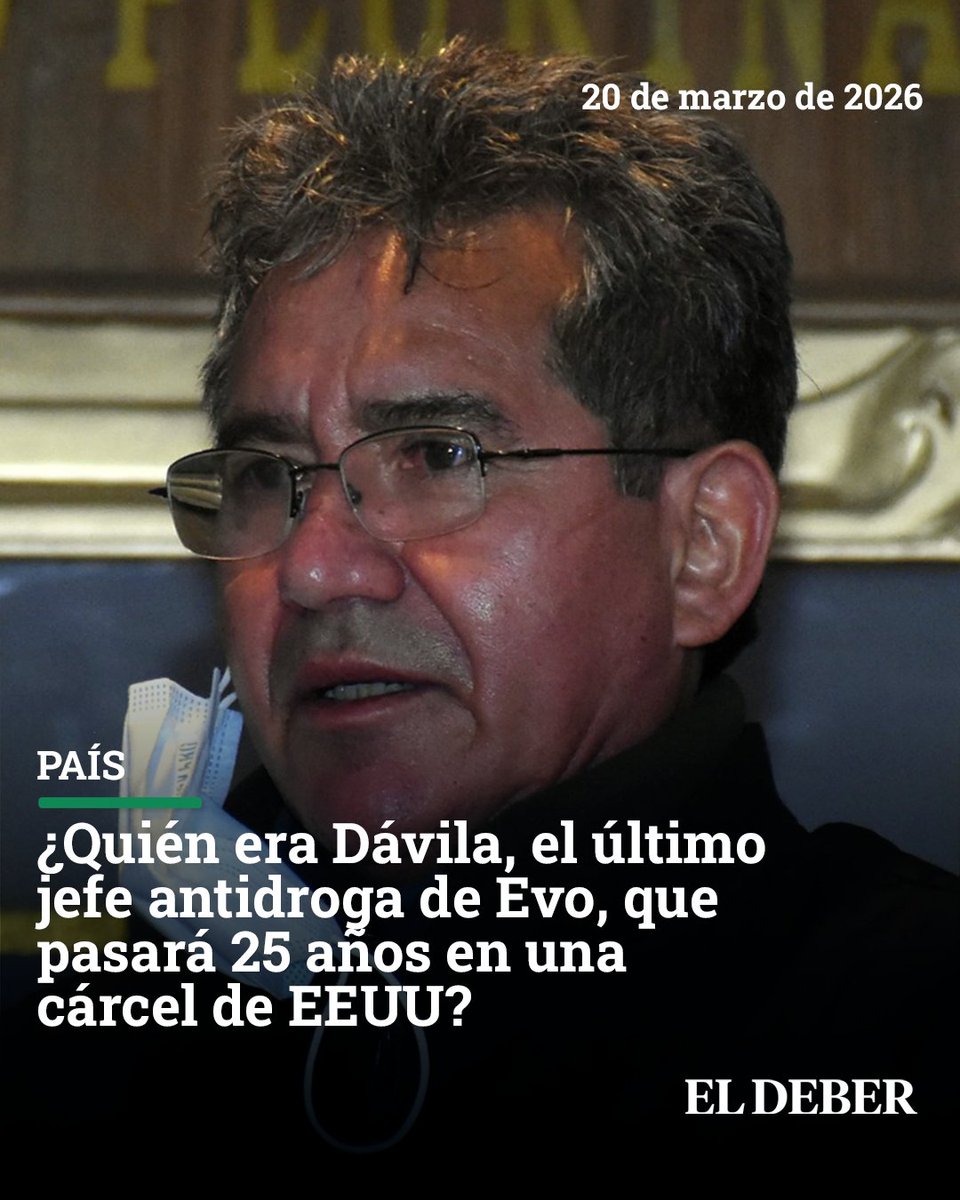 grupoeldeber's tweet photo. El ex jefe antidrogas, según la justicia estadounidense, utilizó su poder y sus relaciones para facilitar operaciones del narcotráfico internacional.
📌Lea más aquí: https://t.co/5SxBKJRCIC

#ElDeber #Información #Dávila #Prisión #EEUU #Bolivia https://t.co/dAOuf6u9CZ