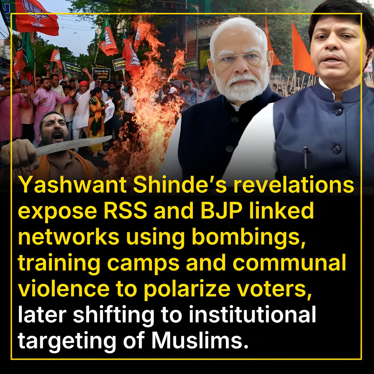 NojawanNazar's tweet image. ہندوتوا انتہا پسندی کے سائے میں بھارت کا چہرہ بے نقاب سابق آر ایس ایس رہنما یشونت شندے کے انکشافات نے سیاسی تشدد اور خفیہ نیٹ ورکس کی حقیقت سامنے رکھ دی۔ سوال یہ ہے: کیا احتساب ہوگا؟

 #IndiaExposed #Hindutva #PoliticalViolence #provadolíder #عيد_الفطر_١٤٤٧ه #RamazanBayramı