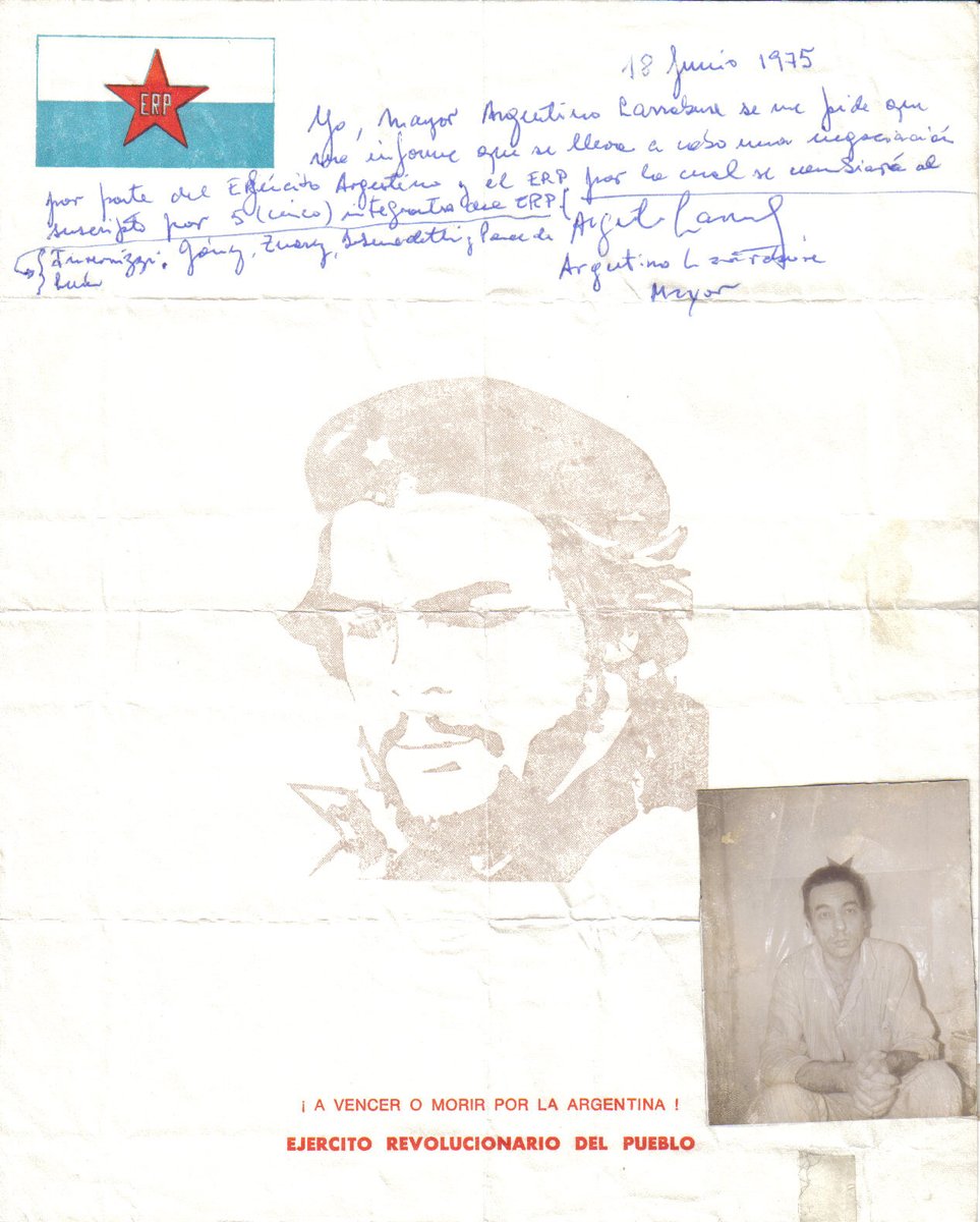 Ponce de León era uno de los 5 terroristas del ERP que pedían como canje por la vida de mi padre, coloco su carta donde se notifica la negociación. (18 de julio de 1975)