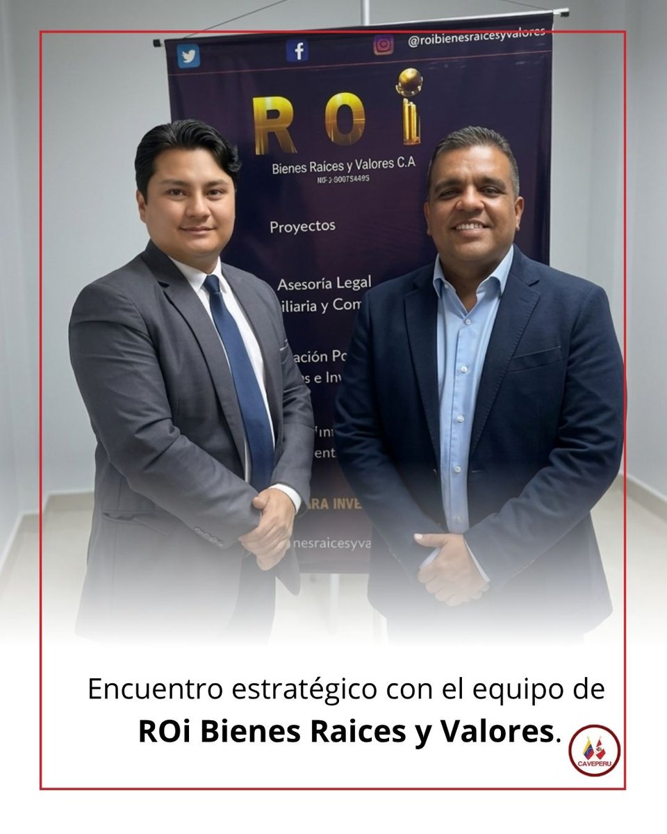 Nuestro Director de Relaciones Institucionales sostuvo un encuentro estratégico en la ciudad de Maracay con el equipo de roi bienesraices y valores, consolidada como una de las principales empresas del sector inmobiliario en el estado Aragua.