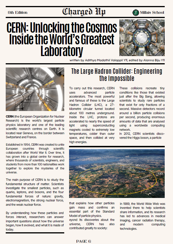 Millais_Science's tweet photo. What is @CERN? #MillaisStudents have researched and written about the world's greatest laboratory in the latest issue of our school physics journal: Charged up! #MillaisScience #MillaisAspirational https://t.co/ljfKbGrcux