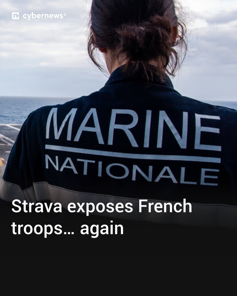 Cybernews's tweet image. French journalists were able to locate an aircraft carrier through a service member using fitness app Strava. Read more: cnews.link/strava-exposes…

#France #Strava #sport