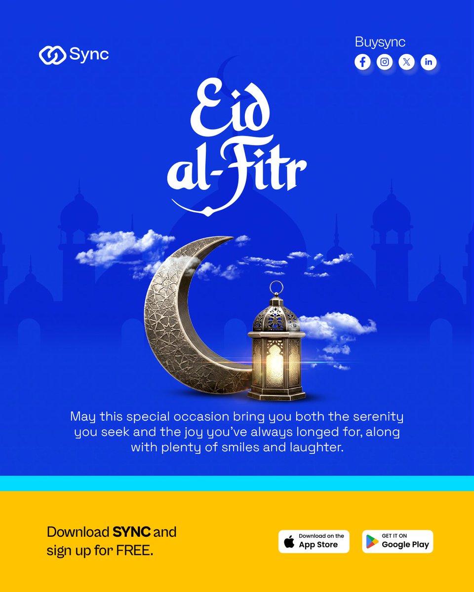 buysync_'s tweet photo. May this season bring clarity, connection, and new beginnings.

Eid Mubarak 🌙
#eidmubarak  #getinsync #buysync https://t.co/C1wq25d2gB