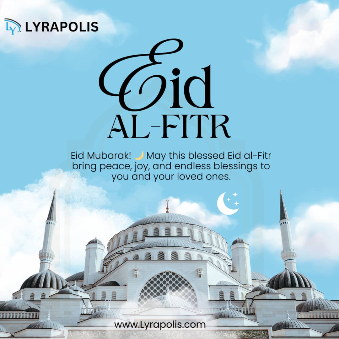 Lyrapolis's tweet photo. #EidMubarak!
May this blessed Eid al-fitr bring peace, joy and endless blessings to you and your loved ones . 
#EidMubarak #EidAlFitr #Eid2026 #EidInNigeria #EidCelebration #Lyrapolis https://t.co/b0xYpWAxno