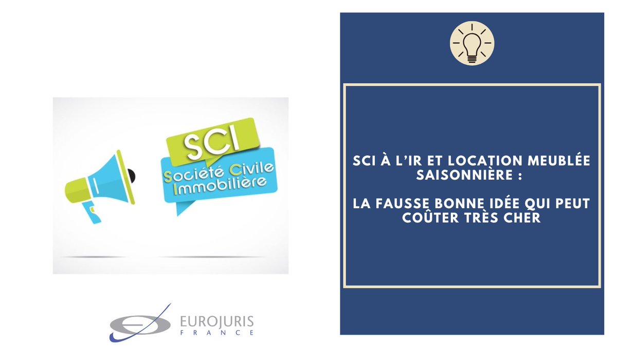 EUROJURISFR's tweet image. 📖 -ARTICLE-
#SCI à l’#IR et location meublée saisonnière : la fausse bonne idée qui peut coûter très cher
▶️ LIRE L’ARTICLE : bit.ly/4uIeM0V
#Eurojuris #SCI #Fiscalité