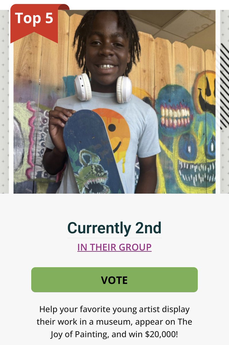 WhoIsJamalGasol's tweet photo. My boy made it to the Top 5 for #americasmostartistic competition 🙌🏿🙌🏿

Vote today to get him to #1 here: https://t.co/0fxCKxkj1c https://t.co/8EwqhaGXEJ