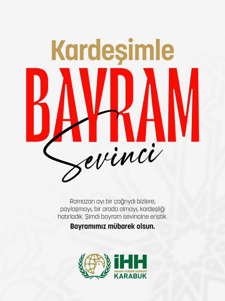 ❤️ Ramazan ayı bir çağrıydı bizlere; paylaşmayı bir arada olmayı, kardeşliği hatırladık. Şimdi bayram sevincine eriştik.

🍬 Bayramımız mübarek olsun.