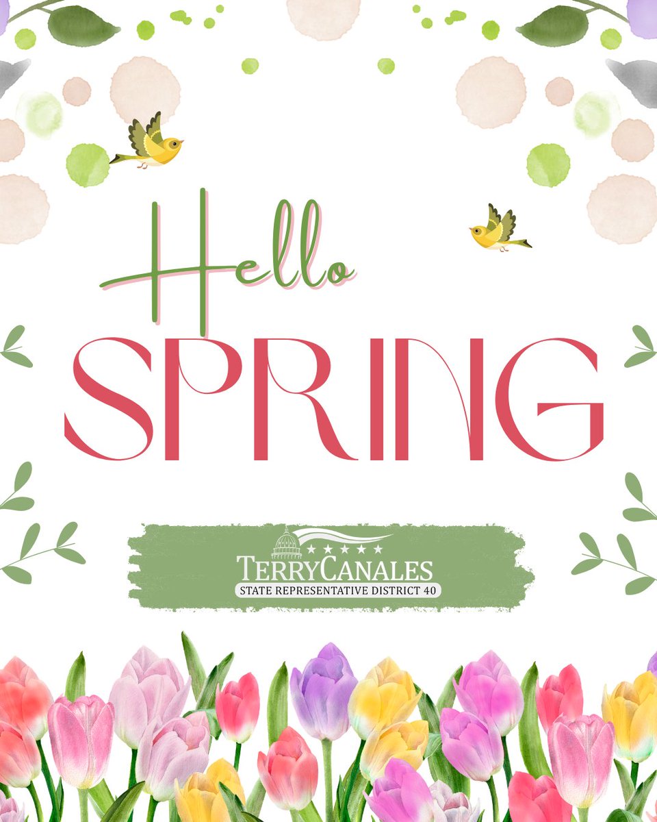 TerryCanales40's tweet image. Spring is here! It’s time for new beginnings and fresh starts. May this season of renewal bring you lots of sunshine, growth and vibrancy. 

#HD40 #HelloSpring #Blooms #TxLege